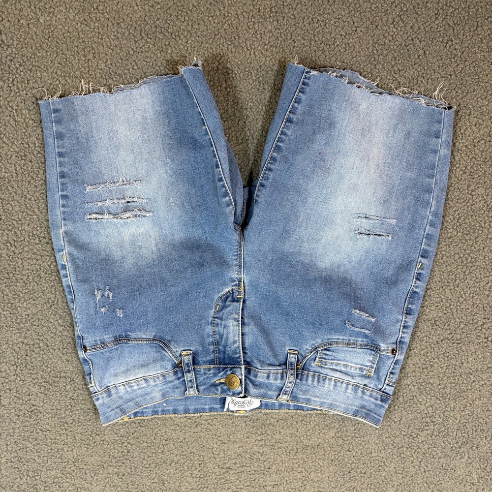 Royalty For Me Denim Shorts Womens 4 Blue WP583273 Distressed Cutoff Bermuda